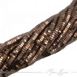 Coffee Brown Hematite Smooth Flat Hexagonal 3mm (Thread of 40 cm)