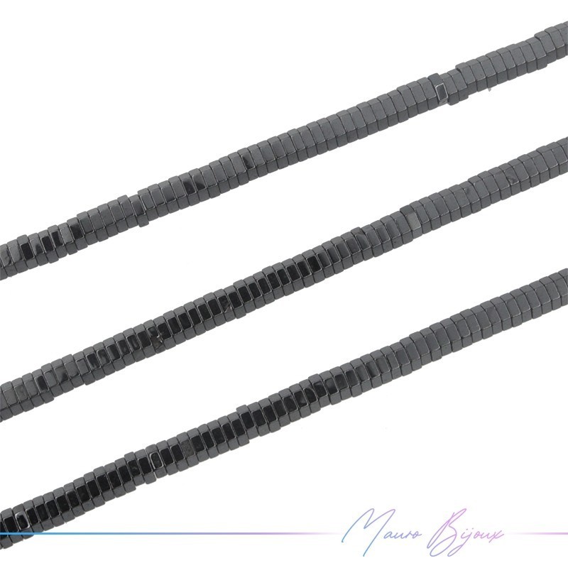 Ematite Canna Fucile Esagonale Piatte Liscio 3mm (Filo di 40 cm)