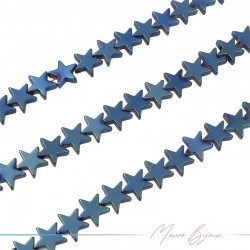 Blue Hematite Smooth Star (Thread of 40 cm)