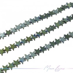Green Hematite Smooth Star (Thread of 40 cm)