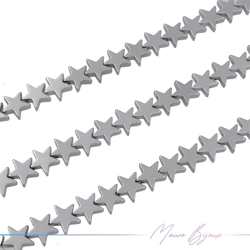 Silver Hematite Smooth Star (Thread of 40 cm)