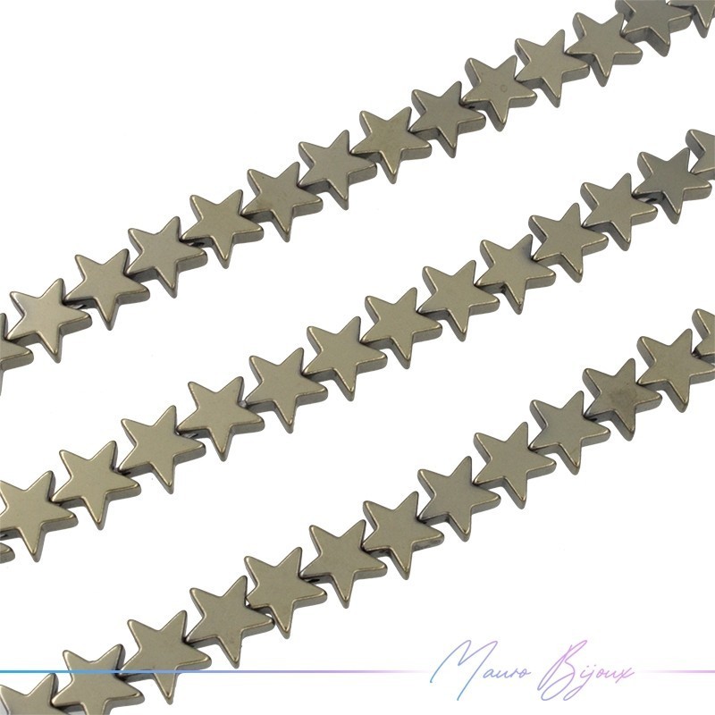 Light Gold Hematite Smooth Star (Thread of 40 cm)