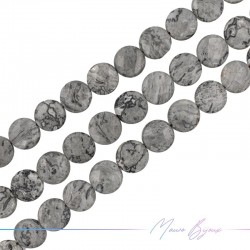 Jasper Gray Faceted Round Flat