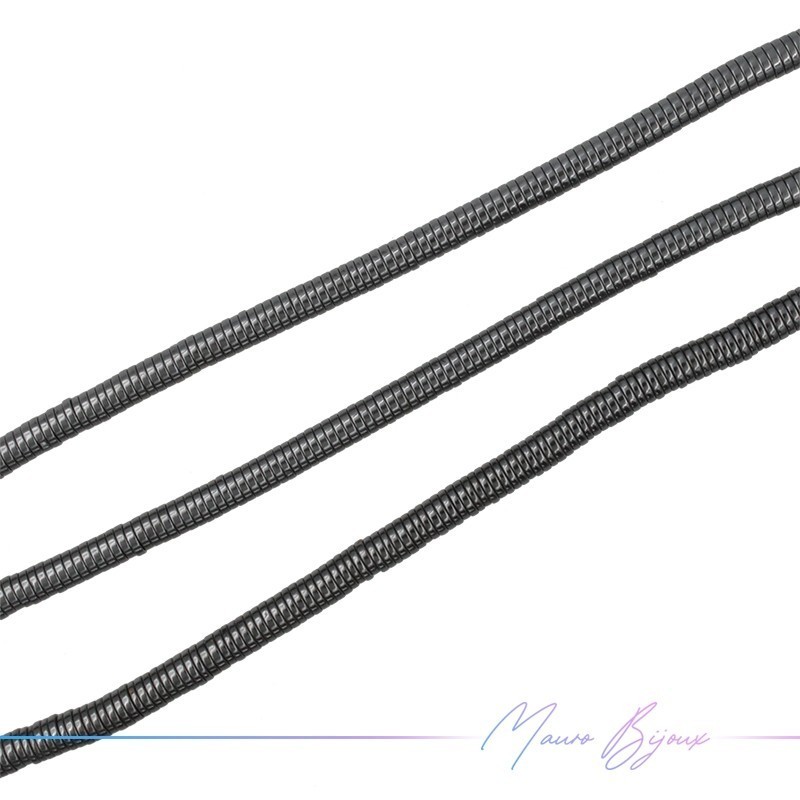 Ematite Canna Fucile Forma Rondella Piatta Liscio (Filo di 40 cm)