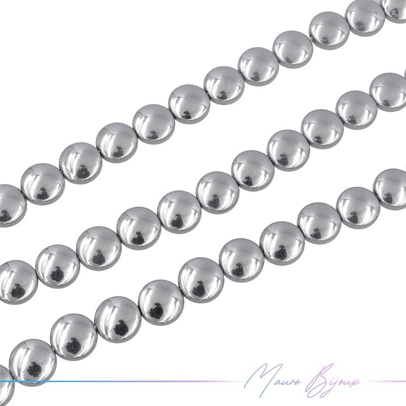 Silver Hematite Smooth Flat Round (Thread of 40 cm)