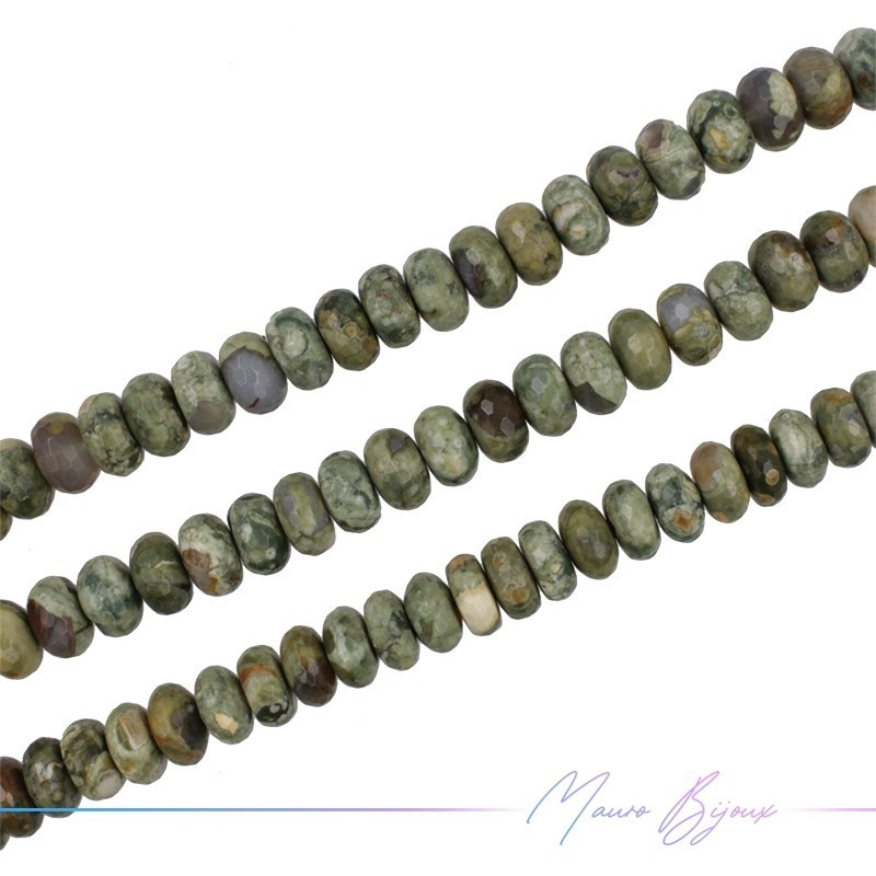 Jasper Green Faceted Rondelle 10mm