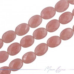 Agate Pink Punch Faceted Flat Oval