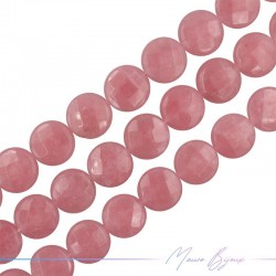 Agate Pink Punch Faceted Flat Round