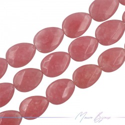 Agate Pink Punch Faceted Flat Droplet