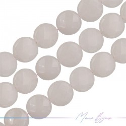 Agate Light Pink Faceted Flat Round