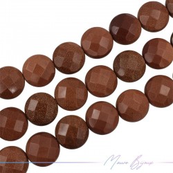 Brown Sunstone Flat Round Faceted 23mm