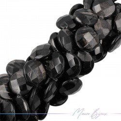 Black Obsidian Faceted Flat Round 20mm