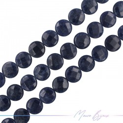 Agate Blue Jeans Faceted Flat Round