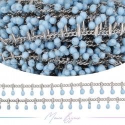 Inox Chain in Silver with Light Blue enameled drops