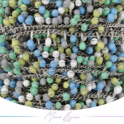 Inox Chain in Silver with Multicolor 1 enameled drops