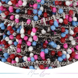 Inox Chain in Silver with Multicolor 3 enameled drops