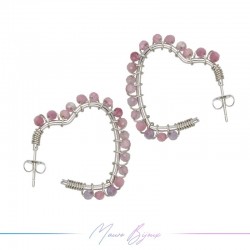 Heart Earrings with Pink uarz