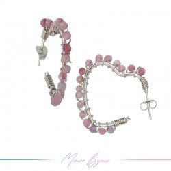 Heart Earrings with Pink uarz