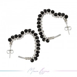 Heart Earrings with Black Onyx