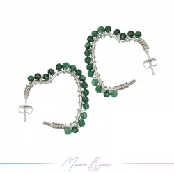 Heart Earrings with Green Jade