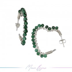 Heart Earrings with Green Jade
