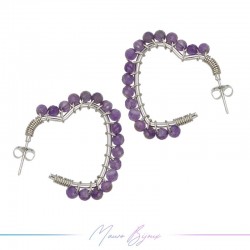 Heart Earrings with Amethyst