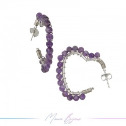 Heart Earrings with Amethyst