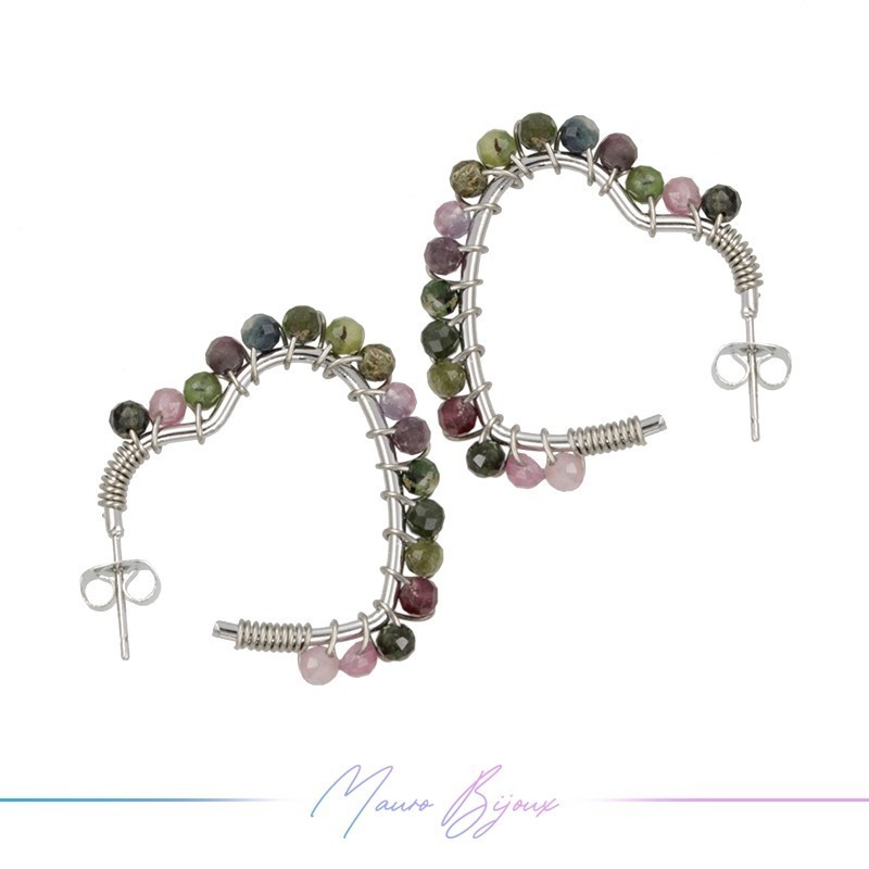 Heart Earrings with Tourmaline Stone
