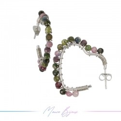 Heart Earrings with Tourmaline Stone