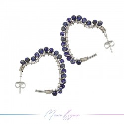 Heart Earrings with Lapis Stone