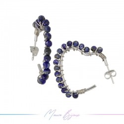 Heart Earrings with Lapis Stone