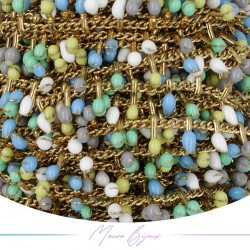 Inox Chain in Gold with Multicolor 3 Enameled Drops