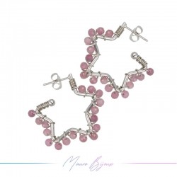 Star Earrings with Pink Quartz