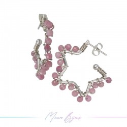 Star Earrings with Pink Quartz