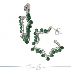 Star Earrings with Green Jade