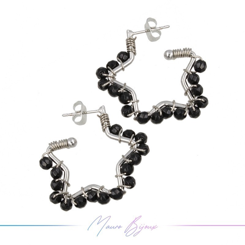 Star Earrings with Black Onyx