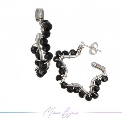 Star Earrings with Black Onyx