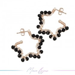 Star Earrings with Black Onyx