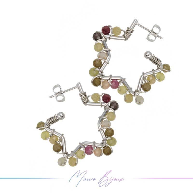 Star Earrings with Tourmaline Stone