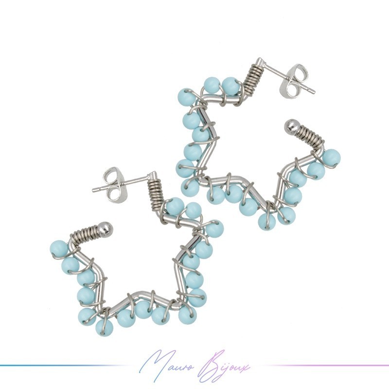 Orecchini Lavorati Formato Stelle Con Pietre Dure Turchese
