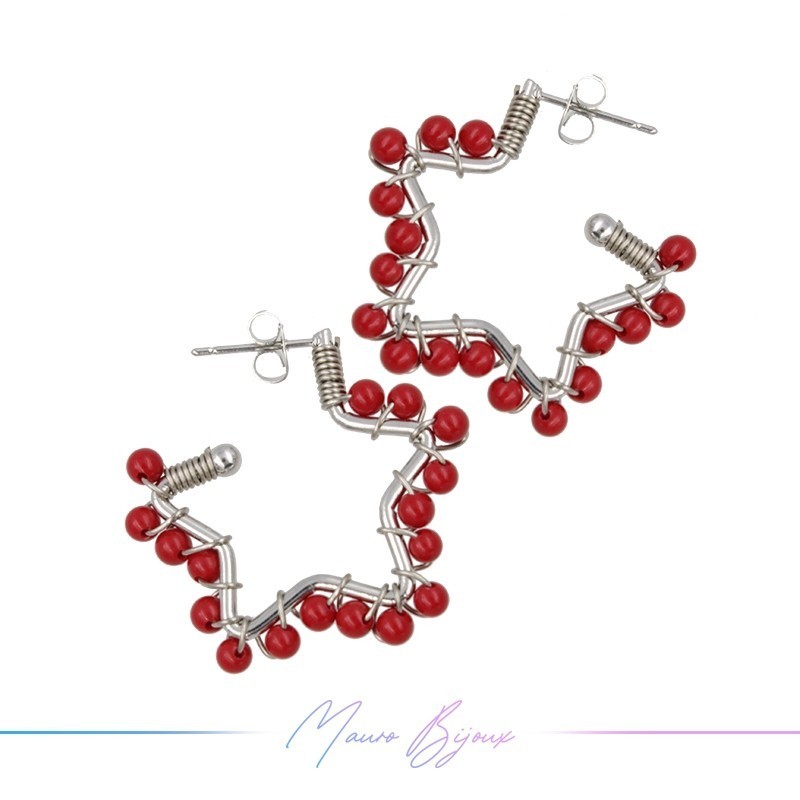 Star Earrings with Red Agate