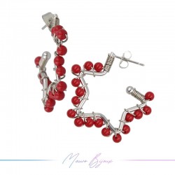 Star Earrings with Red Agate