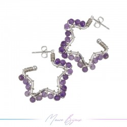 Star Earrings with Amethyst
