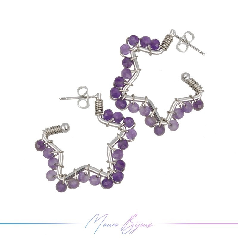 Star Earrings with Amethyst