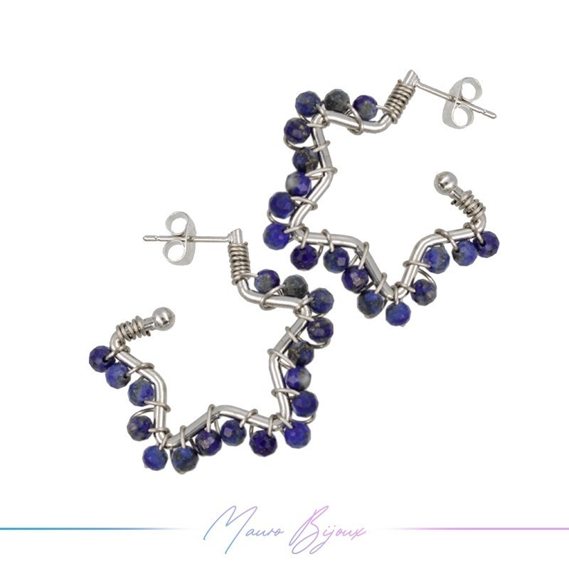 Star Earrings with Lapis Stone