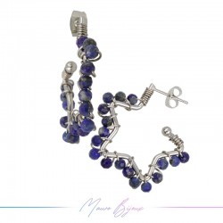 Star Earrings with Lapis Stone