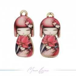 Japanese Doll Charms Enamelled Brass Pendant Berry 9.5x22.4mm