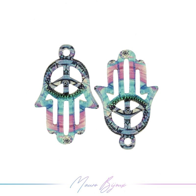 Charms brass Hand Multicolor 17x27mm