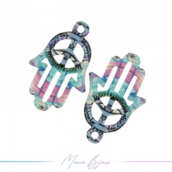 Charms brass Hand Multicolor 17x27mm