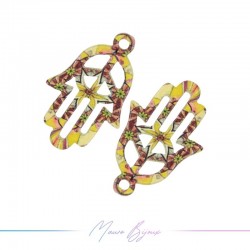 Charms brass Hand Yellow-Orange 17x27mm